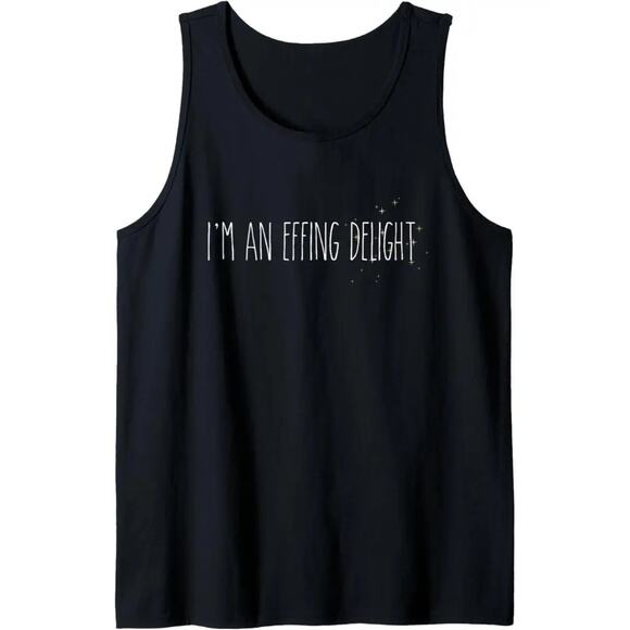 NWOT ~ "I'm An Effing Delight" Women's Black Summer T-Shirt Tank Top ~ Size XL - Picture 1 of 2